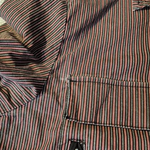 Vintage Men's LIP SERVICE Striped Button Down Shirt sz M Zippers Punk Goth Slim, - Picture 11 of 11